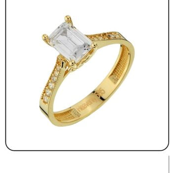 Δαχτυλίδι χρυσό με Ζιργκόν Emerald Cut ΔΧ261401