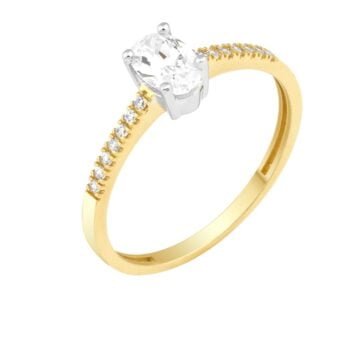 Δαχτυλίδι χρυσό δίχρωμο μονόπετρο ΔΔ151401