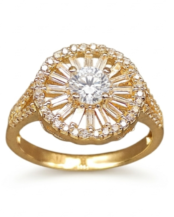 Δαχτυλίδι Χρυσό "Ήλιος" με Κεντρική Πέτρα & Ζιργκόν ΔΧ31809